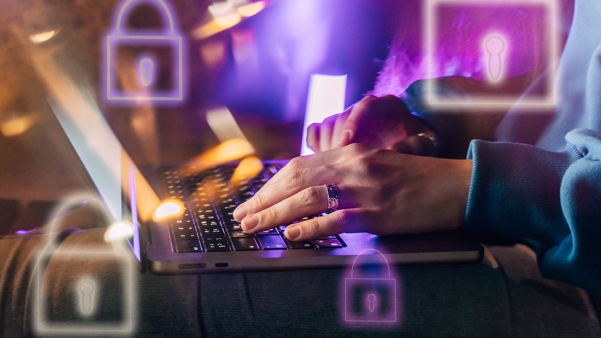 Woman typing on her laptop