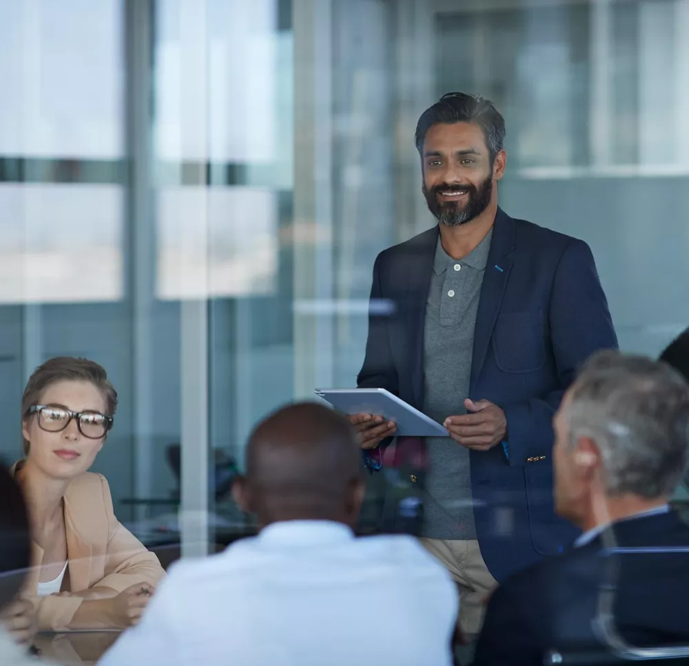 Group of financial professionals meeting together