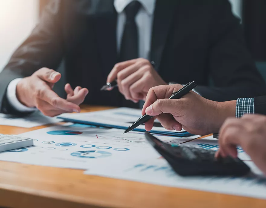 Two business professionals working at the table