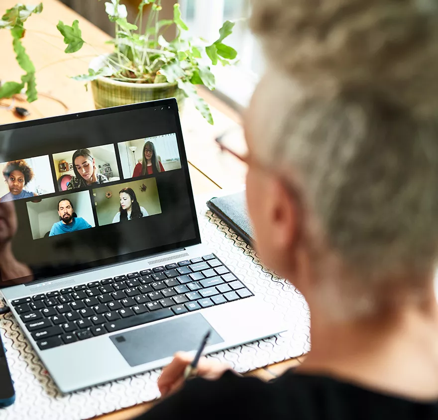 Professor teaching virtually to his students