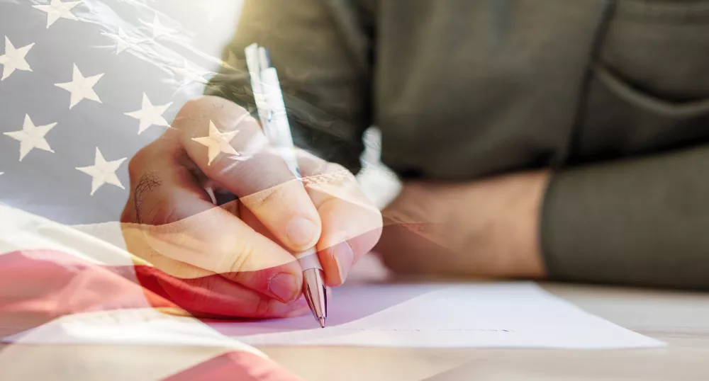 Military serviceman writing a letter