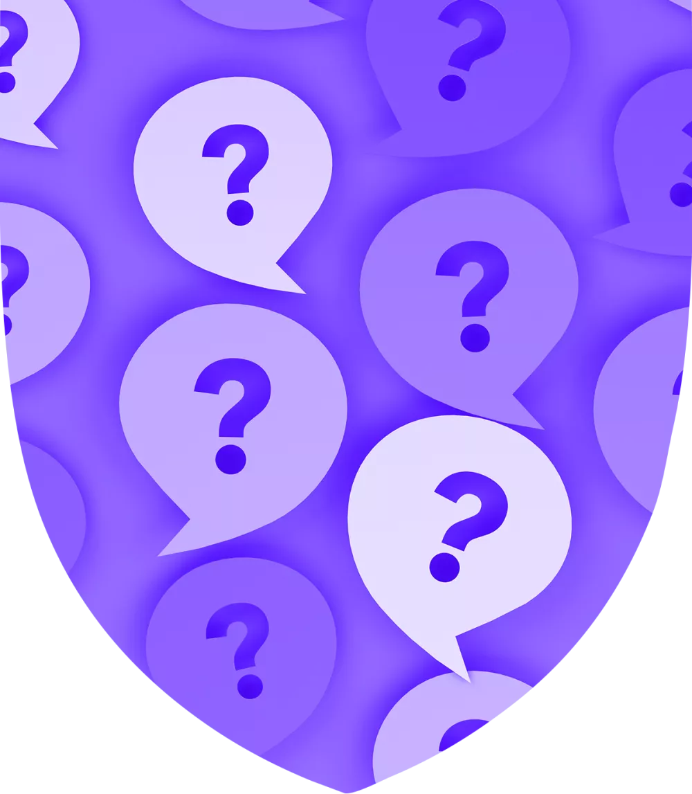 Graphic with question mark bubbles repeated in a pattern