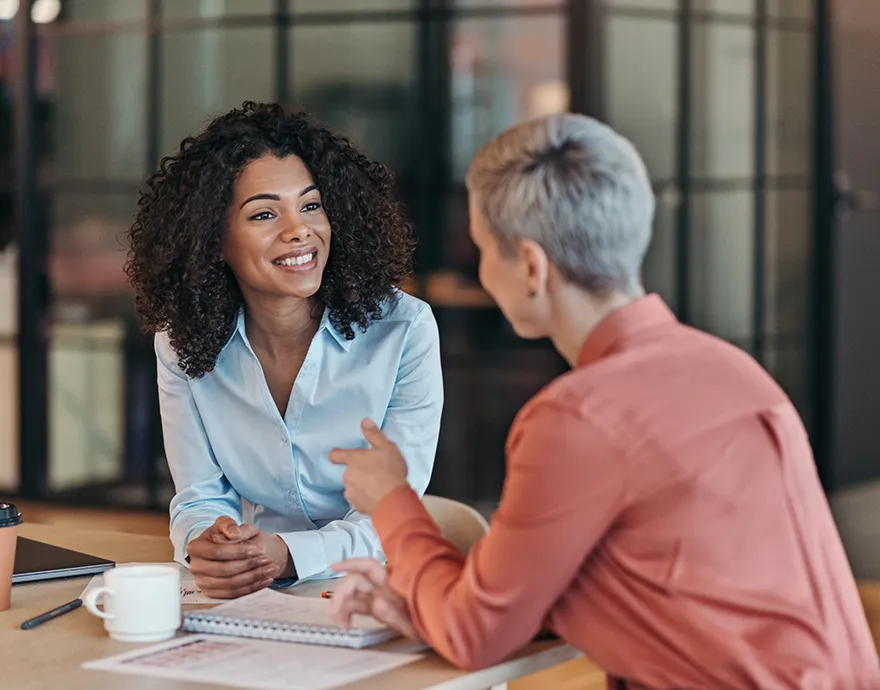 Two professional women having a meeting