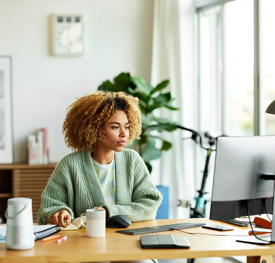 Woman working at her desk