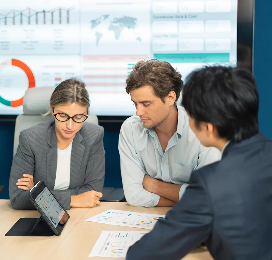 Team at work meeting in a conference room