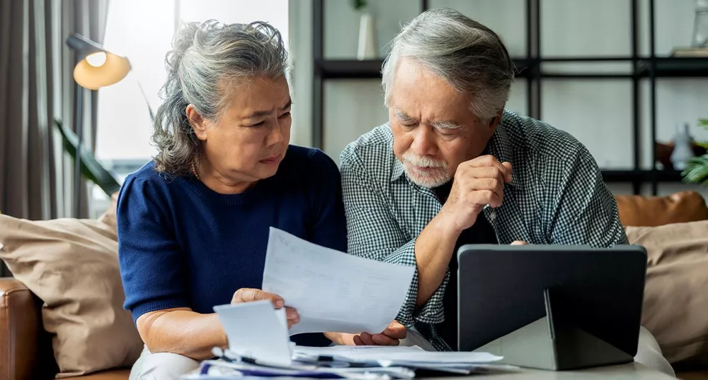 A couple considering their retirement future