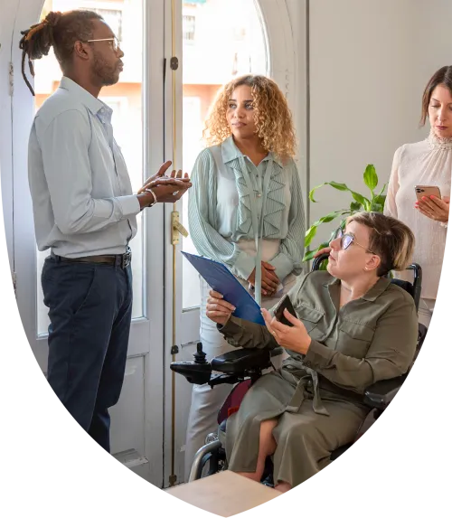 A group of people talking